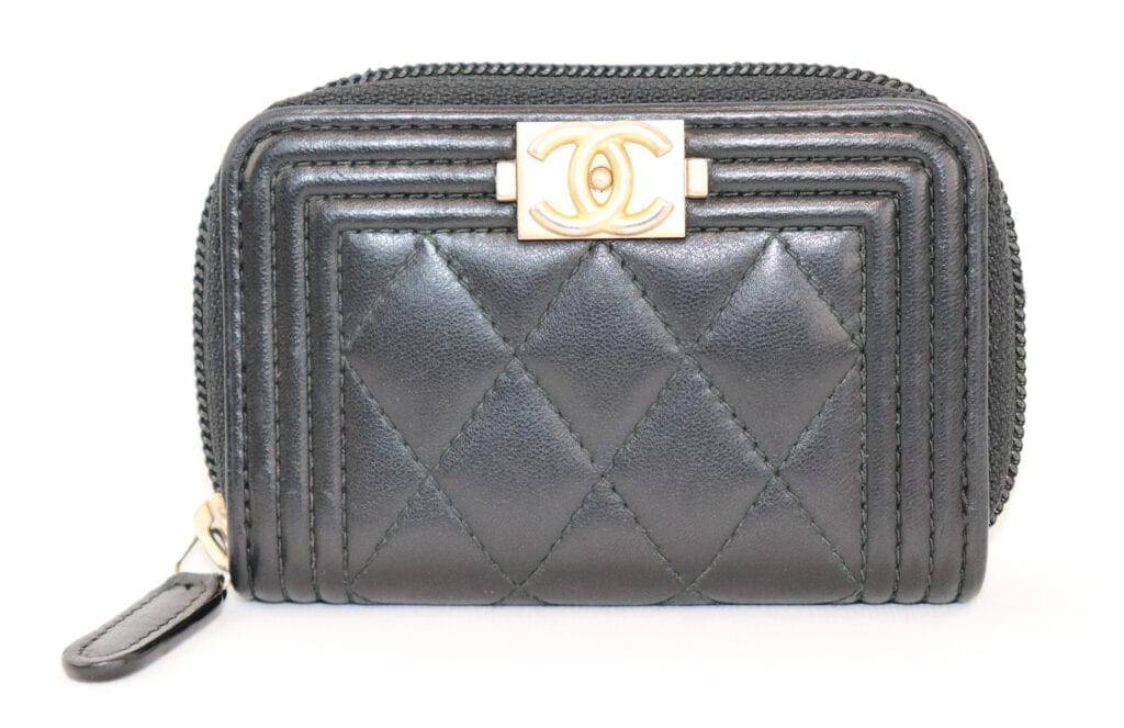 Chanel Boy Zipped Coin Purse in Luxurious Lambskin Leather